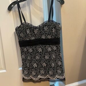 Nanette Lepore Black and White Lace Camisole